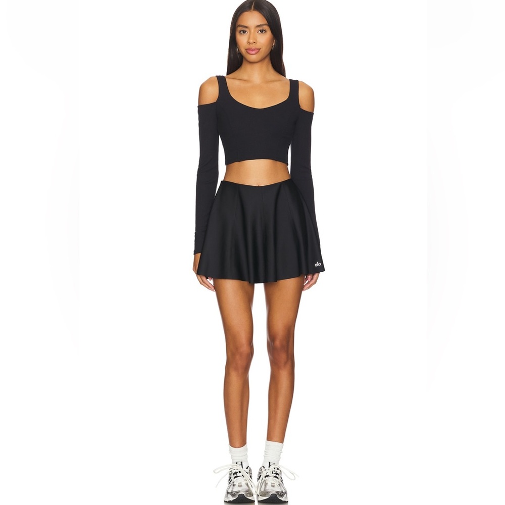 Alo Airlift Down The Line Tennis Skirt Black Size Small BNWT
